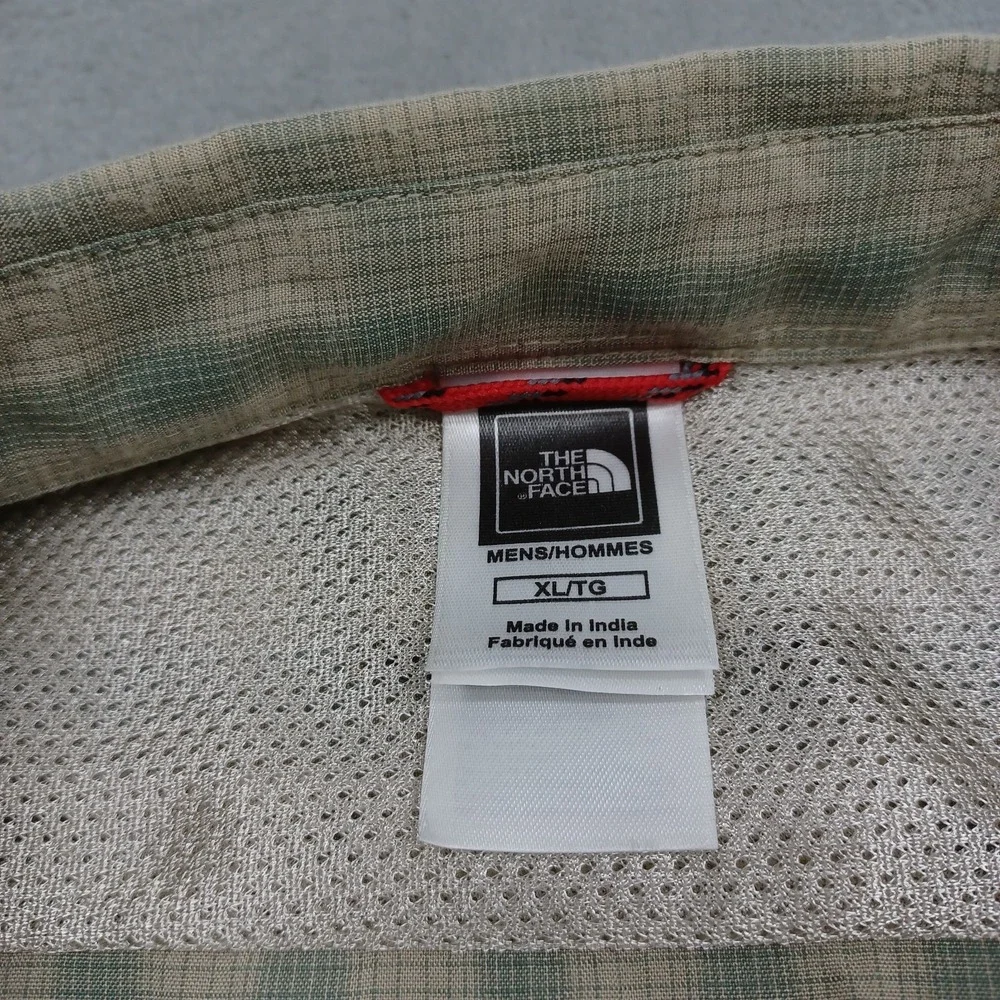 North Face Shirt Mens XL Green Plaid Button Up Short Sleeve Casual